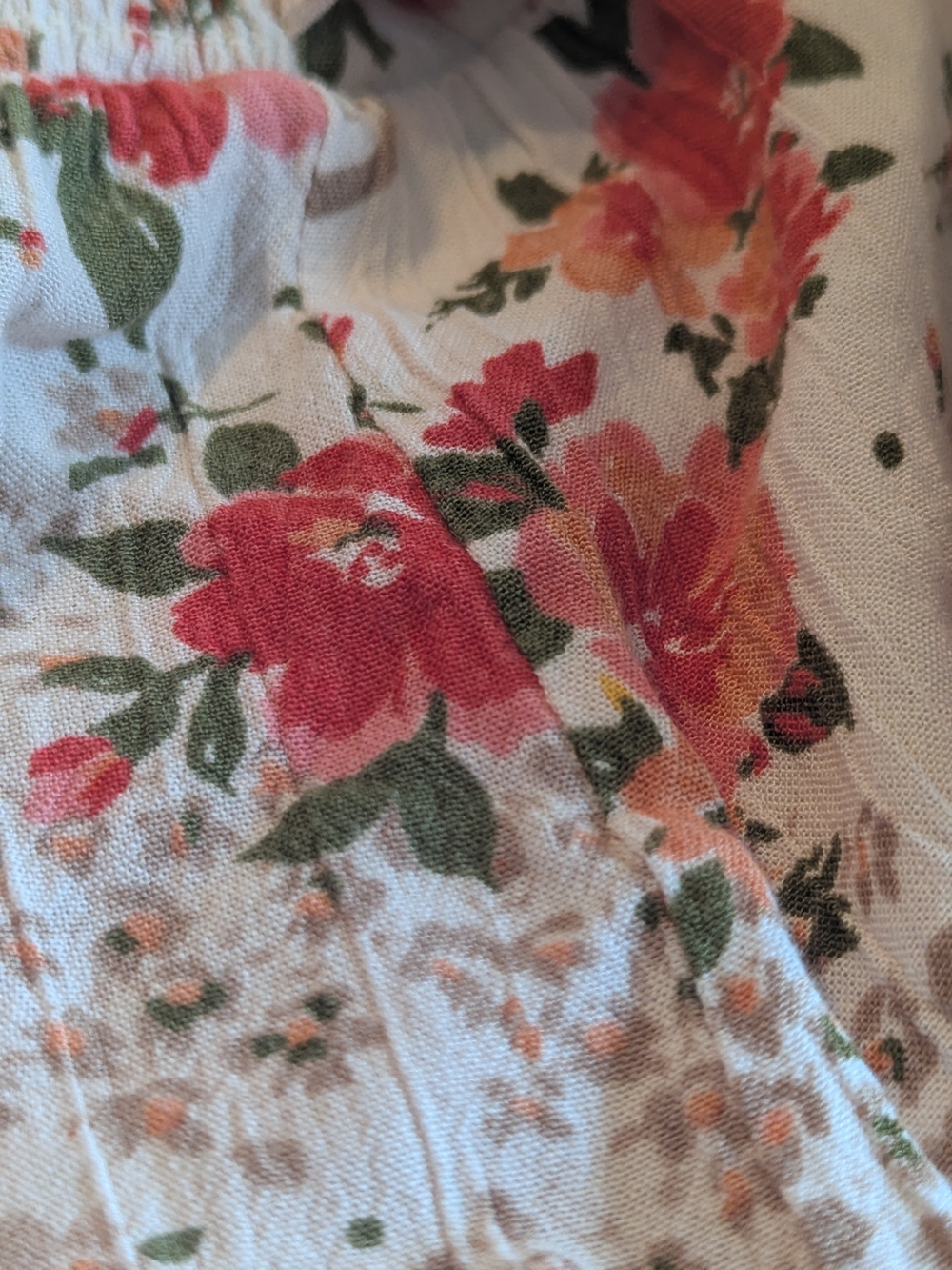 Angie Floral Wide Leg Pants in Cream with Pink/Coral Flowers - Picture 2 of 5